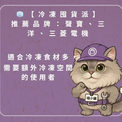 冷凍囤貨派推薦品牌:聲寶、三洋、三菱電機
