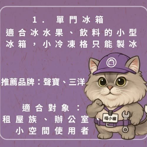 單門冰箱:適合冰水果、飲料的小型冰箱