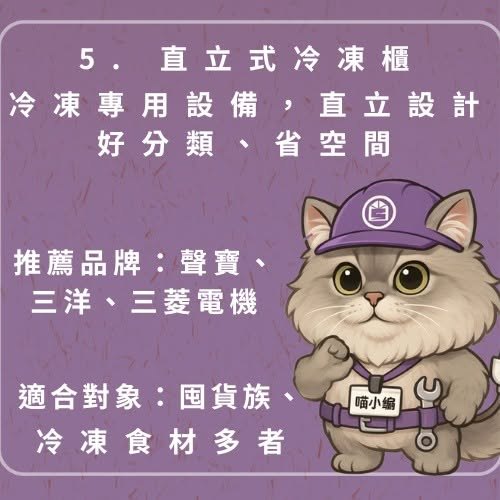 直立式冷凍櫃:冷凍專用、好分類、省空間